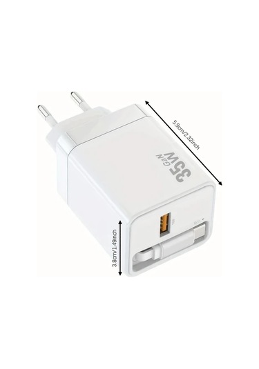 Motion003 35w Pd Pps Hızlı Duvar Şarj Cihazı 1 Adet Mavi Adaptör 70cm Entegre Kablo 2li 1 Arada Telefon Şarj Cihazı Usb Blok Avrupa Fişi