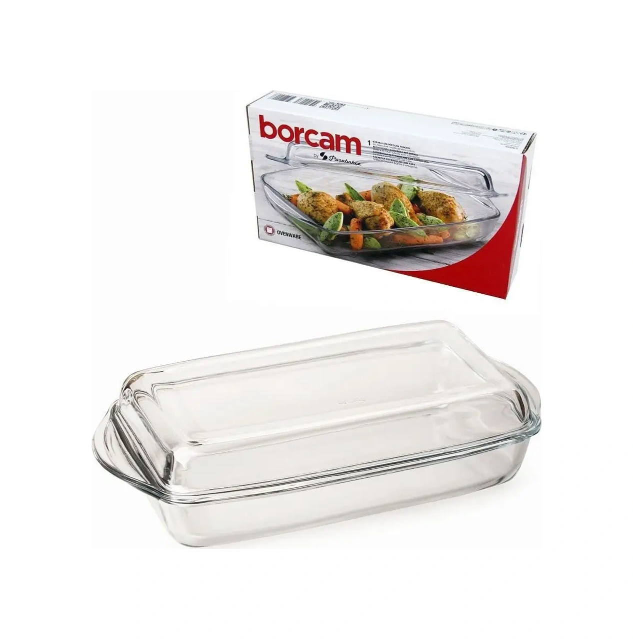 Borcam 2000 Ml + 1375 Ml Kapaklı Fırın Kapları 9218394 Beyaz