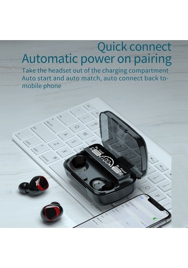 Novahub Bluetooth 5.1 M10a Akıllı Dokunmatik Kulaklık, Led Ekran, Siyah, 10m Menzil, 4-5h Çalışma Süresi