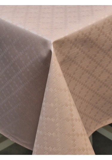 Elyaflı Pvc Muşamba - Desenli Silinebilir Masa Örtüsü Krem Pembe