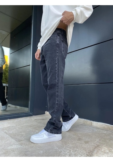 Erkek Koyu Füme Baggy Pantolon Koyu Füme