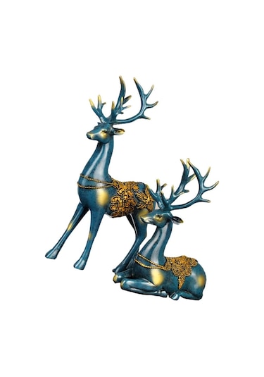 Homyl Yılbaşı Mavisi Için Çift Geyik Süs Reçine Mavi Tarif Edildiği Gibi