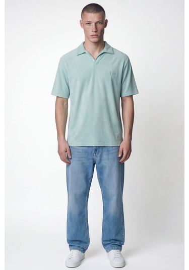 Giotelli Erkek Mint Normal Kesim Regular Fit Viskon Havlu Polo Yaka Tişört
