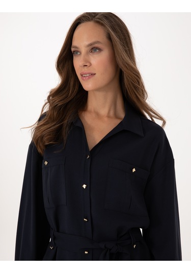 Pierre Cardin Kadın Lacivert Gömlek Desenli 50314120-vr033 Lacivert