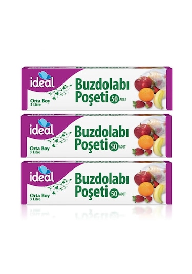 İdeal Buzdolabı Poşeti Orta Boy 3 x 50'li 24 x 33 CM