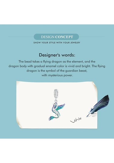 Wostu 925 Ayar Gümüş Renkli Emaye Uçan Ejderha Kolye Charms Kadınlar İçin Dıy Bilezik Ve Kolye Gümüş