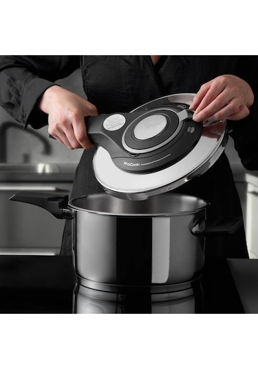 Jumbo Procook 4,5 Lt Siyah - Gri Düdüklü Tencere Gümüş - Siyah