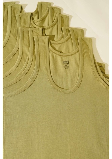 Seher Yıldızı Erkek Ekonomik Renkli Klasik Askılı Atlet 001k - 12 Adet Yeni Haki