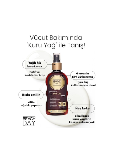 Beach Day SPF 30 Koruyucu Bronzlaştırıcı Kuru Yağ Sprey 150 ML