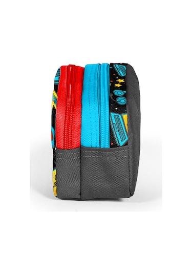 Coral High Kids Siyah Mavi Gamer Desenli İki Bölmeli Kalem Çantası 12092