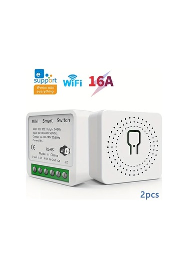 Motion003 2 Adet 16a Mini Akıllı Wifi Anahtarı Alexa Google Home Uyumlu Ewelink Otomasyonu
