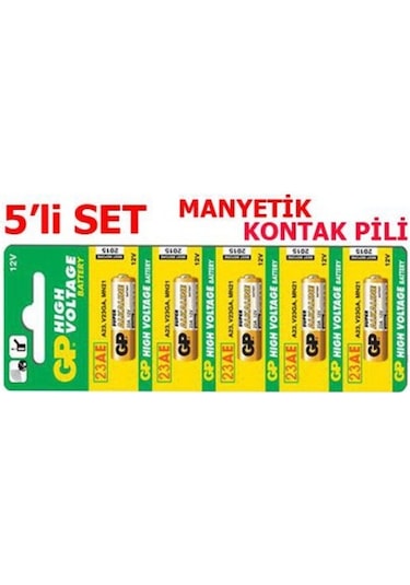 5'Li Paket Gp 23Ae 12V Alkalin Manyetik Kontak Pili