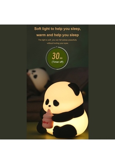 Opulentliving Sevimli Panda Sensörlü Gece Lambası - Siyah&beyaz, 1200mah, 98x102x104mm Diğer