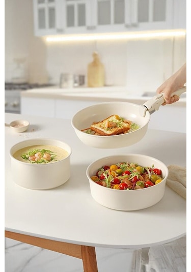 Perotti Beta 15 Parça Seramik Döküm Tencere Tava Seti Beige Bej