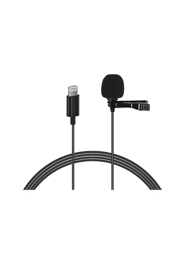 Lavalier Apple Uyumlu iPhone  iPod Yaka Mikrofon Canlı Yayın Youtube Video -049 Siyah