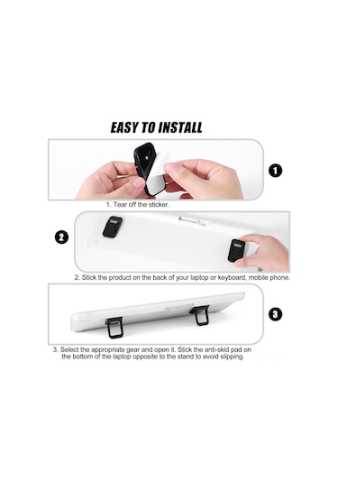 Hombey Siyah Çinko Alyüminyum Katlanabilir Klavye/masaüstü Tutucu - 2 Açı Ayarı 3cm-4cm - 1 Adet 2 Adet Tutucu - Anti Kayma Yastıklar