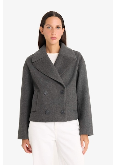 Defacto Regular Fit Düğmeli Crop Kaşe Kaban E8646ax25auar222 Antrasit Defacto Regular Fit Düğmeli Crop Kaşe Kaban E8646ax25auar222 Antrasit