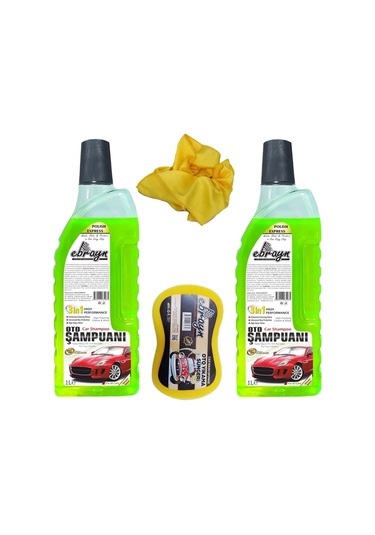 Ebrayn 2 Adet 1 Lt Oto Şampuanı Sünger 40x40 Cm Microfiber Bez