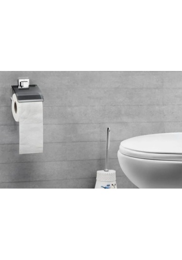 Hagen Yapışkanlı Kapaklı Tuvalet Kağıtlığı Paslanmaz Krom Kaplama