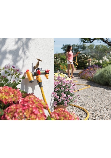 Hozelock 2250H Çift Yönlü, Musluklu, Vanalı Musluk Bağlantısı  1/2" - 3/4" - 1"