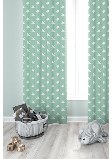 Premier Home Yıldız Desenli Fon Perde Mint 170X270 (472220920)