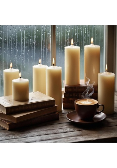 Soya Parafinli Beyaz 1 Adet 160-170 Saat Yanma Süreli Çap:10 Cm Boy:25 Silindir Blok Mum Beyaz Beyaz