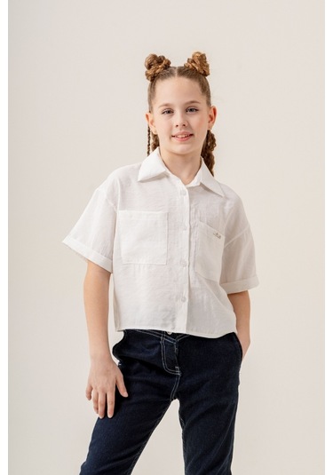 Kız Çocuk Duble Kol Gömlek 3169 Beyaz