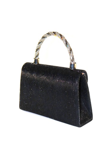 Lazer Kumaş Siyah Abiye Çanta Taşlı Kadın Abiye Çanta Abiye Çanta Siyah Abiye El Düğün Çantası