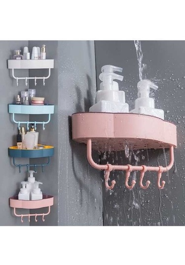 Pazly Sunsıom Köşe Duş Rafı - Duvar Montajlı Banyo Depolama Düzenleyici, Pembe Pembe