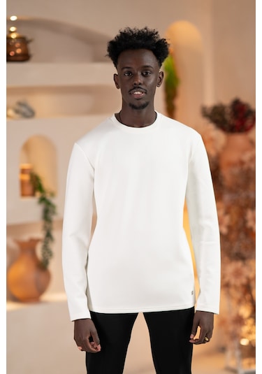 Paul Martin Modal Esnek Kumaş Regular Fit Mevsimlik Sweatshirt Beyaz