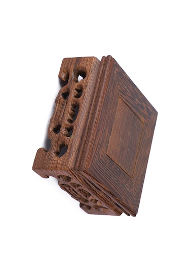 Kangvka Ahşap Retro Dekoratif Taban - Vazo, Çay Potu, Porselen Sürahana İçin Pratik Ev Dekoru 8x8x3.7 Cm