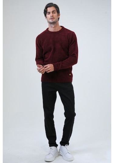 Bordo Regular Fit Bisiklet Yaka Triko Kazak-bordo Bordo