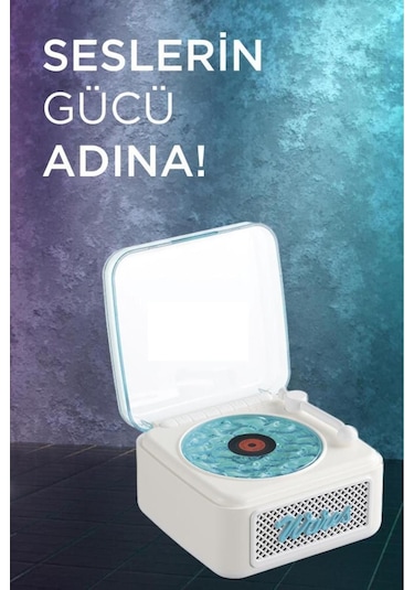 Nostalji Plak Görünüm Mini Dekor Waves Bt Işıklı Müzik Çalar Saat Tf Kart Aux Özellikli