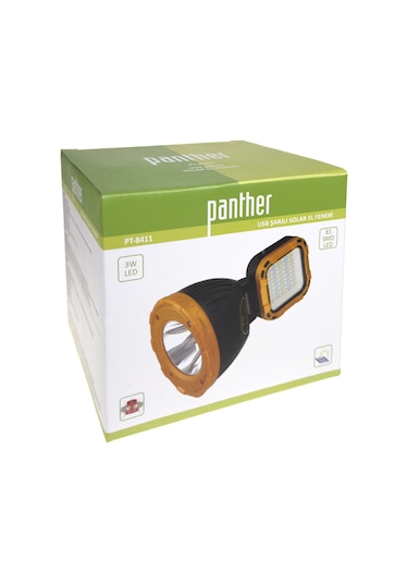Panther Pt-8411 Usb Şarjlı Solar El Feneri -p1