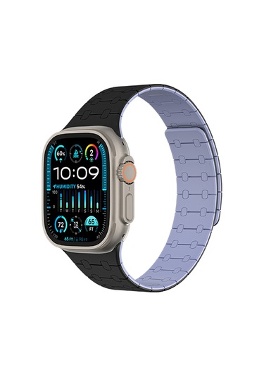 Watch Ultra 49mm Amazingthing Smoothie Sport Magnetik Tak Çıkar Silikon Strap Kayış Siyah-mor