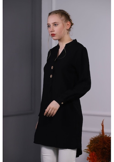 Gabria Kadın Düğmeli Tunik Siyah