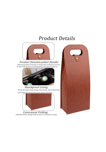 Kangvka İki Şişe Taşıma, Pu Deri, Taşınabilir, Kırılmaya Dayanıklı, Piknik Ve Özel Günler İçin Sarımsak Çantası Çok Renkli