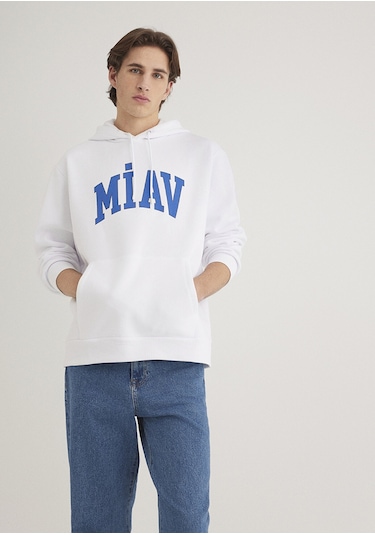 Mavi - Miav Baskılı Kapüşonlu Sweatshirt 0s10122-620 Beyaz