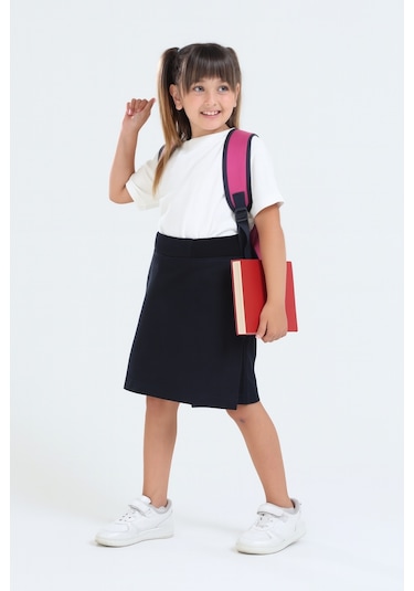 Kız Çocuk Beli İpli Okul Kaşkorse Şort Etek G2025-1 Lacivert