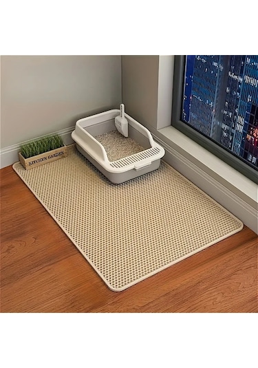 Honeybeeshop Anti Kaydırmaz Kedi Kumu Matı Khaki Xxl 29 53x45 28 İnç Su Geçirmez Ekstra Büyük Çift Katmanlı Eva Kedi Matı 6 Renk Seçeneği