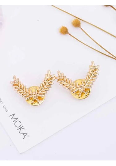 Olfil Dikenli Angutlar Minimalist Tarz Broş-mini Yapraklar 2 Adet Dal İnce Tasarım Minimalist 272619443 Altın Rengi