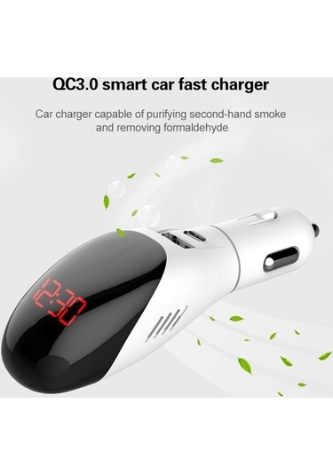 Wondernest Çok Fonksiyonlu Formaldehit Giderici Hava Temizleyici Qc3.0 Araç Şarj Ekranlı Beyaz Beyaz
