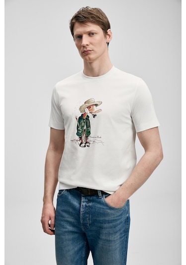 Lufian Duck Modern Grafik T- Shirt Kırık Beyaz Kırık Beyaz 111020292100510 Kırık Beyaz
