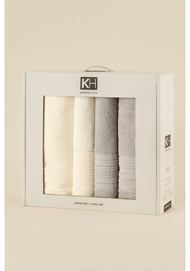 Karaca Home Line Soft %100 Pamuk 4 Parça Hamam Seti Ekru-gri Ekru-gri Ekru - Gri