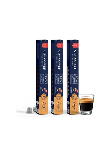 Nish Coffee Kapsül Kahve 6 Lungo 3'lü Set Nespresso Uyumlu -30 Adet Kapsül Kahve