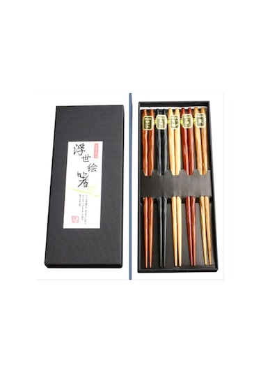 Omeniv Ahşap Beş Çift (10) Chopstick Yemek Servis Sushi Noodle