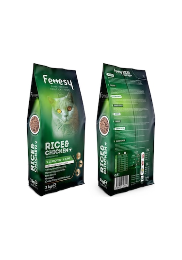 Fevesy Tavuk & Pirinçli Yetişkin Kedi Maması 3 KG