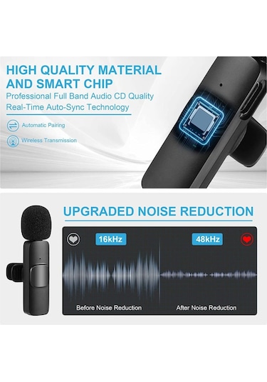 Skycıty İki Mikrofonlu Kablosuz Kollar İçin Canlı Yayın Mikrofonu, Ios Uyumlu