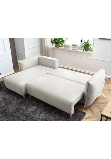 Puffy Sandıklı Köşe Koltuk Krem Sol Köşe Krem