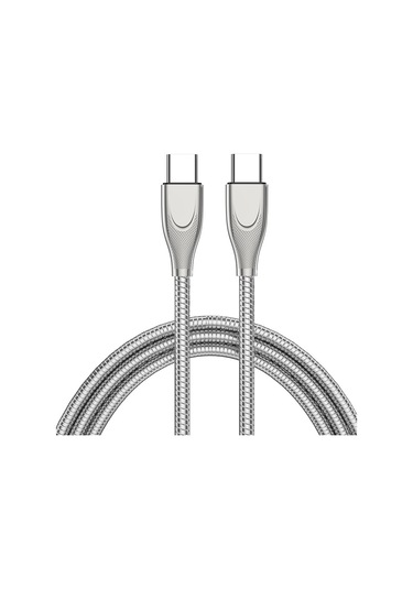 Enkay Enk-cb129 Pd 65w Type-c To Type-c Karbon Çeliği Kauçuk Spiral Hızlı Şarj Veri Kablosu, Uzunluk 1m Gümüş
